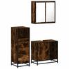 3 Piece Bathroom Furniture Set Smoked Oak Wood Based Material