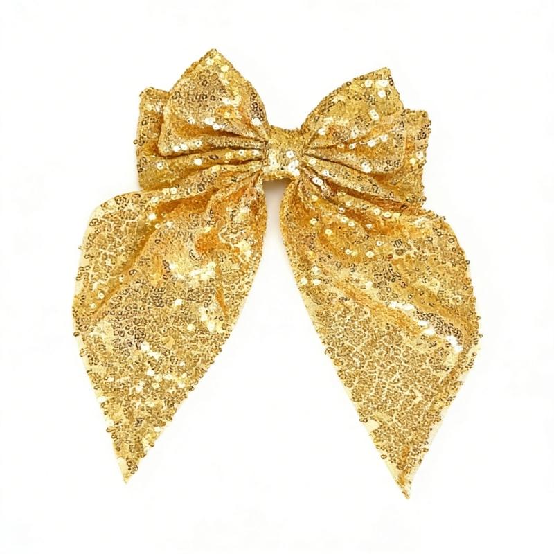 Glittering Sequined Hair Bows for Women Girl Daily Formal Occasion Wear Evening Party Accessories Headpiece Photo Props