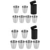 6Pcs/Set Outdoor 30/70Ml Polished Mini Stainless Steel Portable Drinking Wine Cup With Leather Cover Bag For Travel Camping