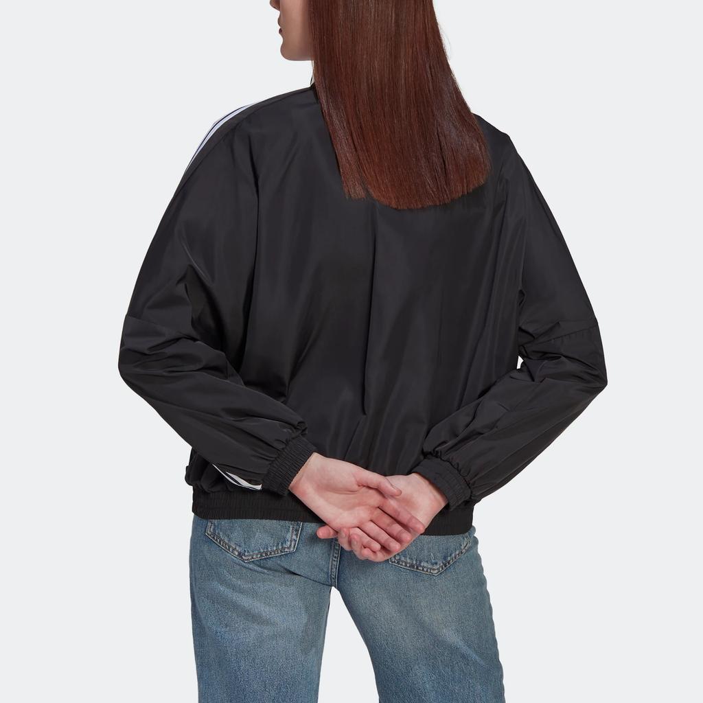 Adidas Originals Trefoil Track Jacket With Stripe Print And Zip-Up Stand Collar Women Tops Black HM2152