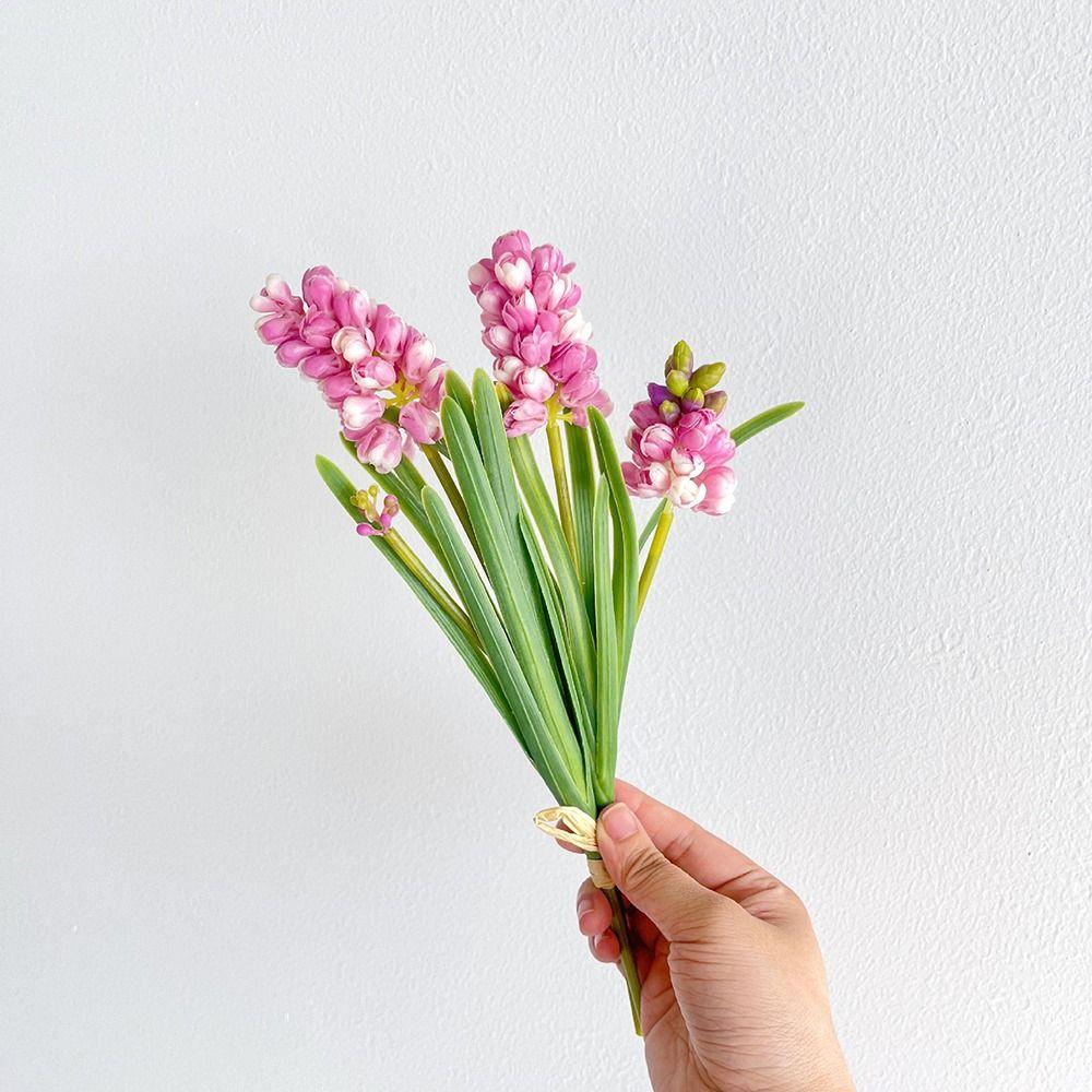 3Pcs/Bunch Realistic Artificial Hyacinth Flower Green Plants Artificial Decoration Hyacinth Flower Bouquet