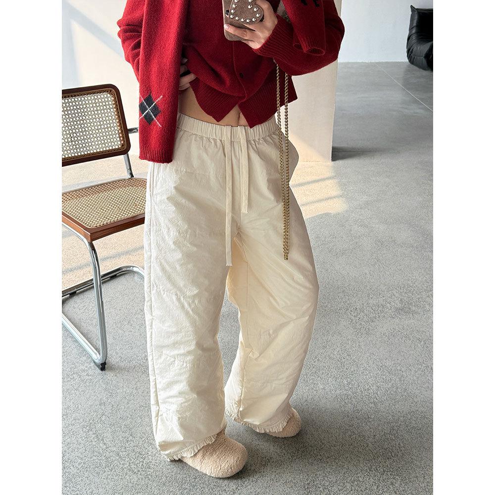 

Wang Qizhi Women s Warm Lace Cotton Wide-Leg Pants - My Favorite 60g Casual Straight Fit (5122) L (110-120 lbs recommended)