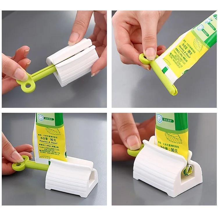 1pcs Random Color Rolling Tube Toothpaste Squeezer Toothpaste Seat Holder Stand Rotate Toothpaste Dispenser for Bathroom