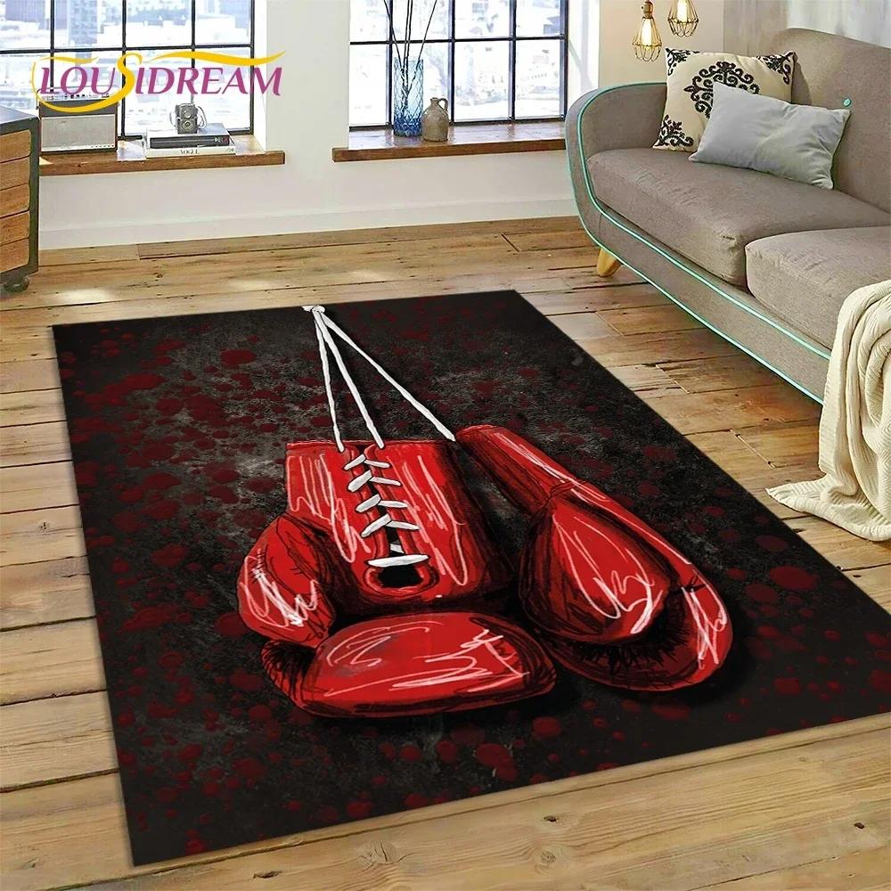 Boxerské rukavice Boxer Fight Kreslený koberec Koberec do obývacího pokoje Ložnice Domácí dekorace, Podložka na podlahu Protiskluzová Dekorace na pohovku Rohožka