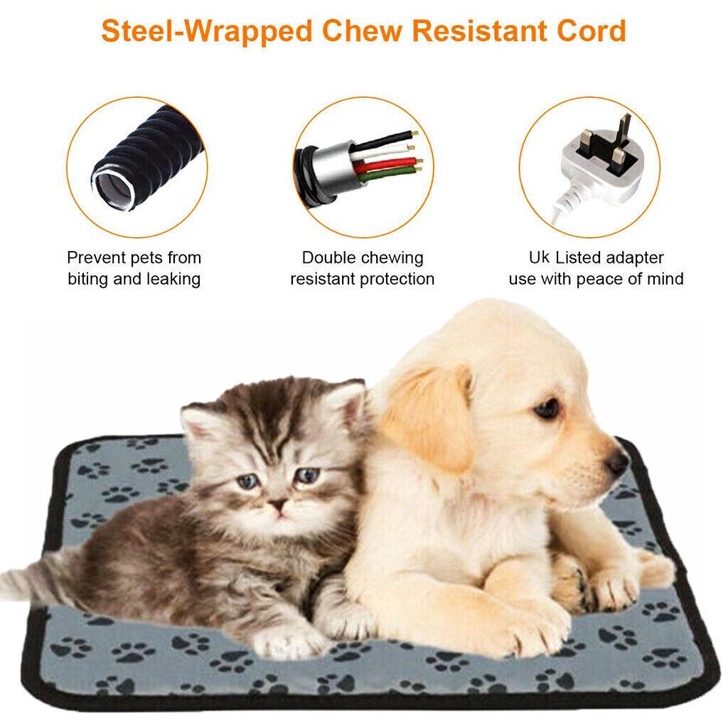 Pet Heating Pad Cat Dog Electric Heat Mat Heated Bed 70*45cm Oxford Cloth Leather 3 Gears Temperature Adjustment 1.5m Power