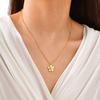 Wind Sweet Girl Stainless Steel Shiny Zircon Bow Flower Necklace Plated 18K Gold Nc-2380
