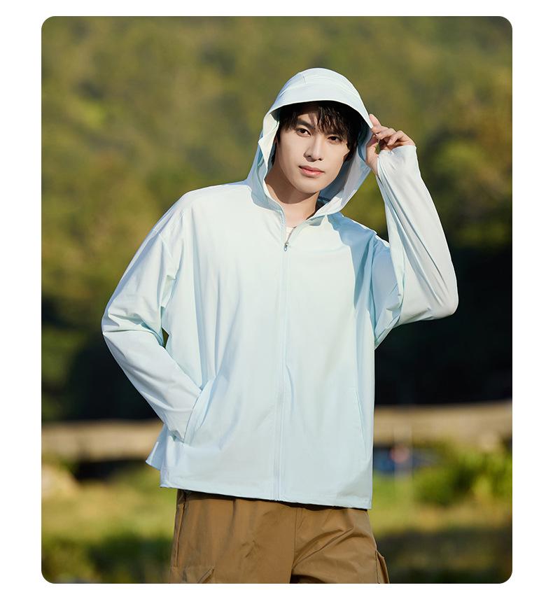 Unisex UV-Protection Hooded Ice Silk Summer Suit with Detachable Features
