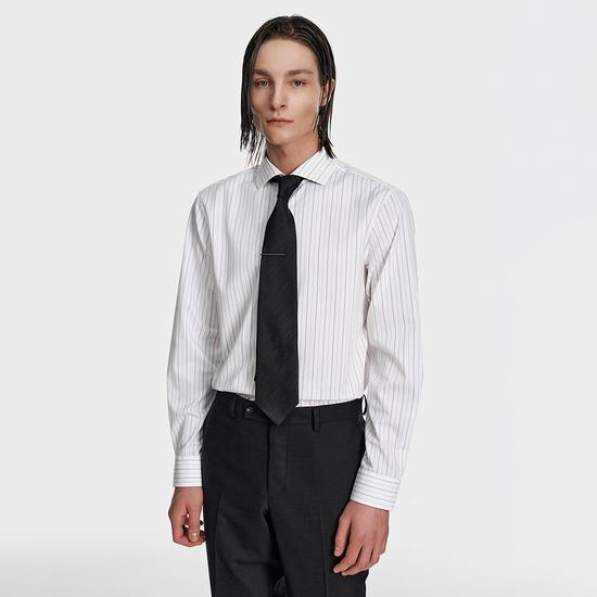 Giosongjiog Spread Collar Multi-Stripe Dress Shirt Brown ZG2DS214BR M