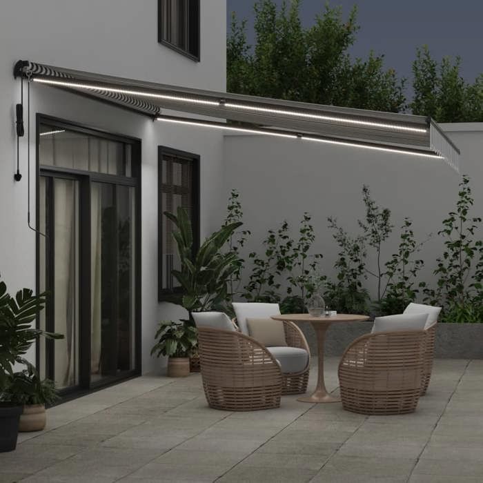 VidaXL Automatic Retractable Awning with LED Anthracite and White, Awning, Door Awning, Garden Awning, Awning, Awning 3215811