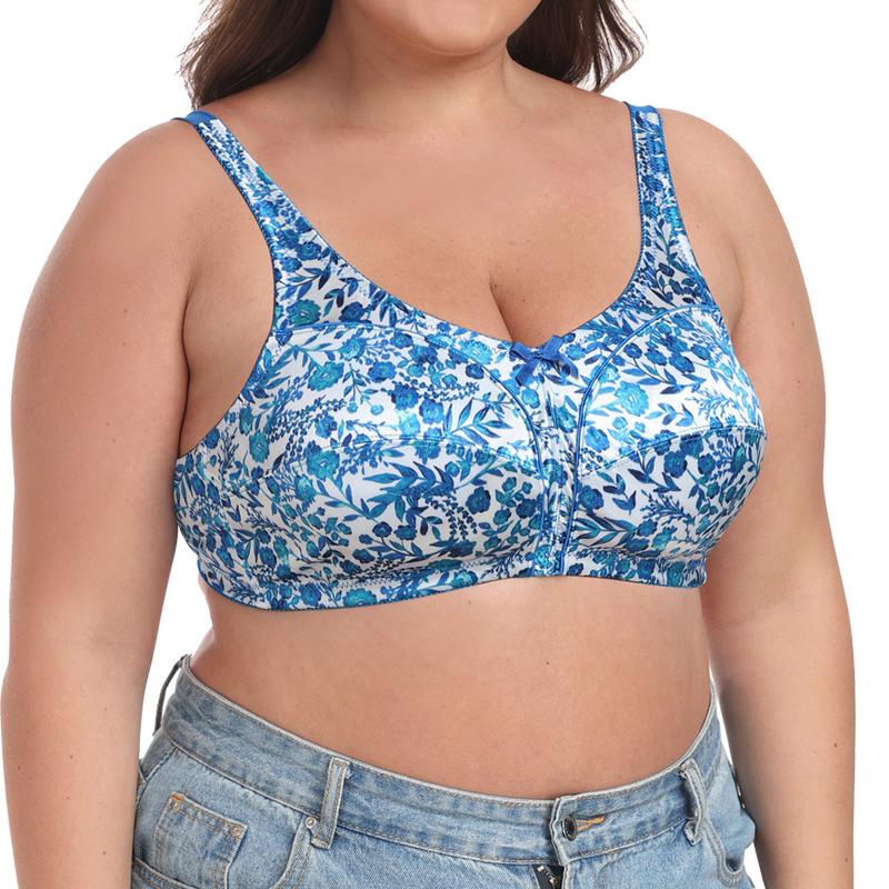 Printed Leopard Print Wire-free Full-cup Bra for Plus-size Girls Ultra-thin Cups No Padding