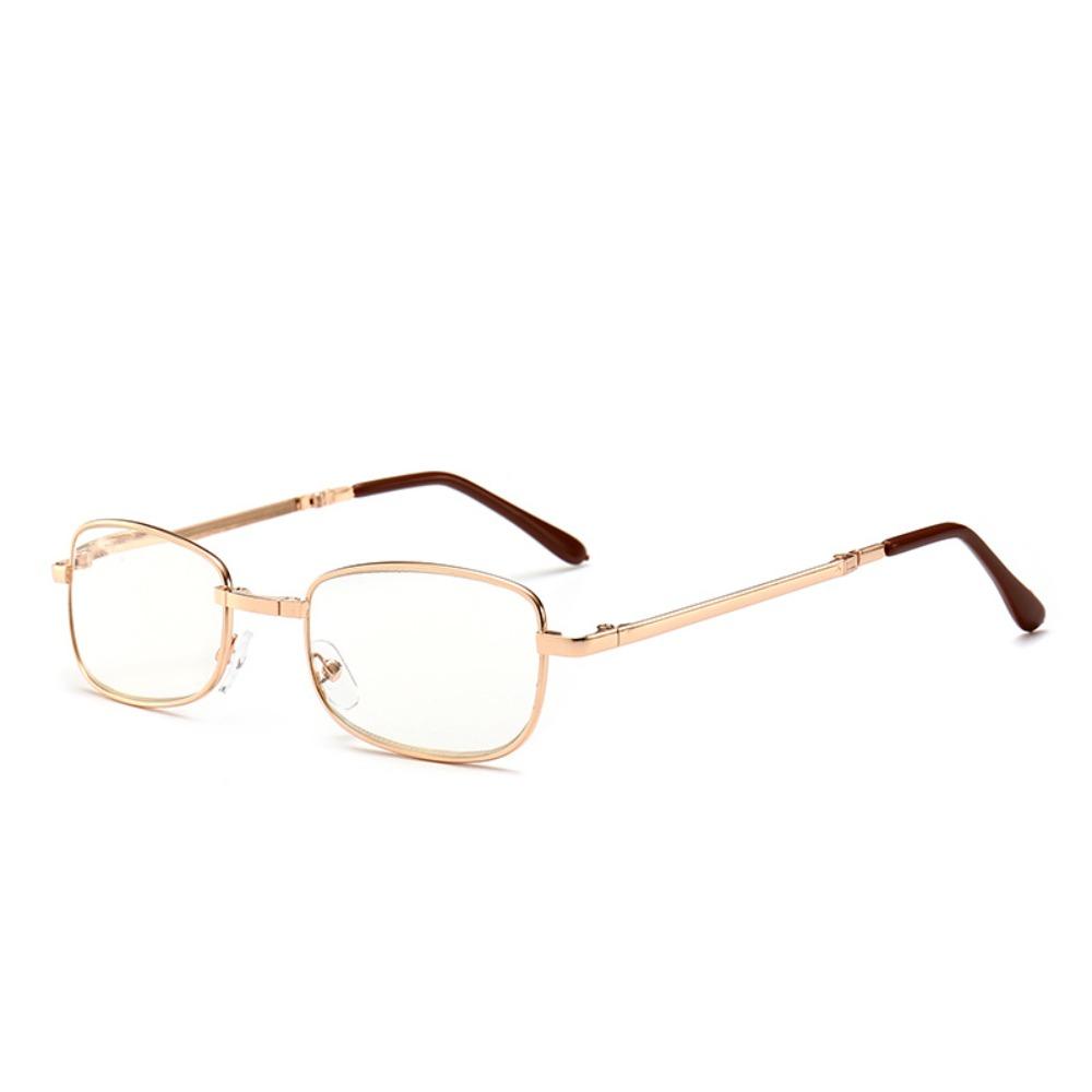 Folding Reading Glasses with Leather Box Women Men Protable Collapsible Metal Eyewear Anti-blue Light Diopter Glasses