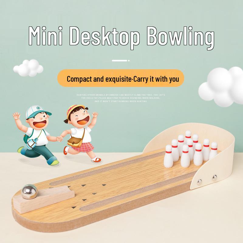 

Mini Desktop Bowling Game: Interactive Wooden Toy for Kids and Adults