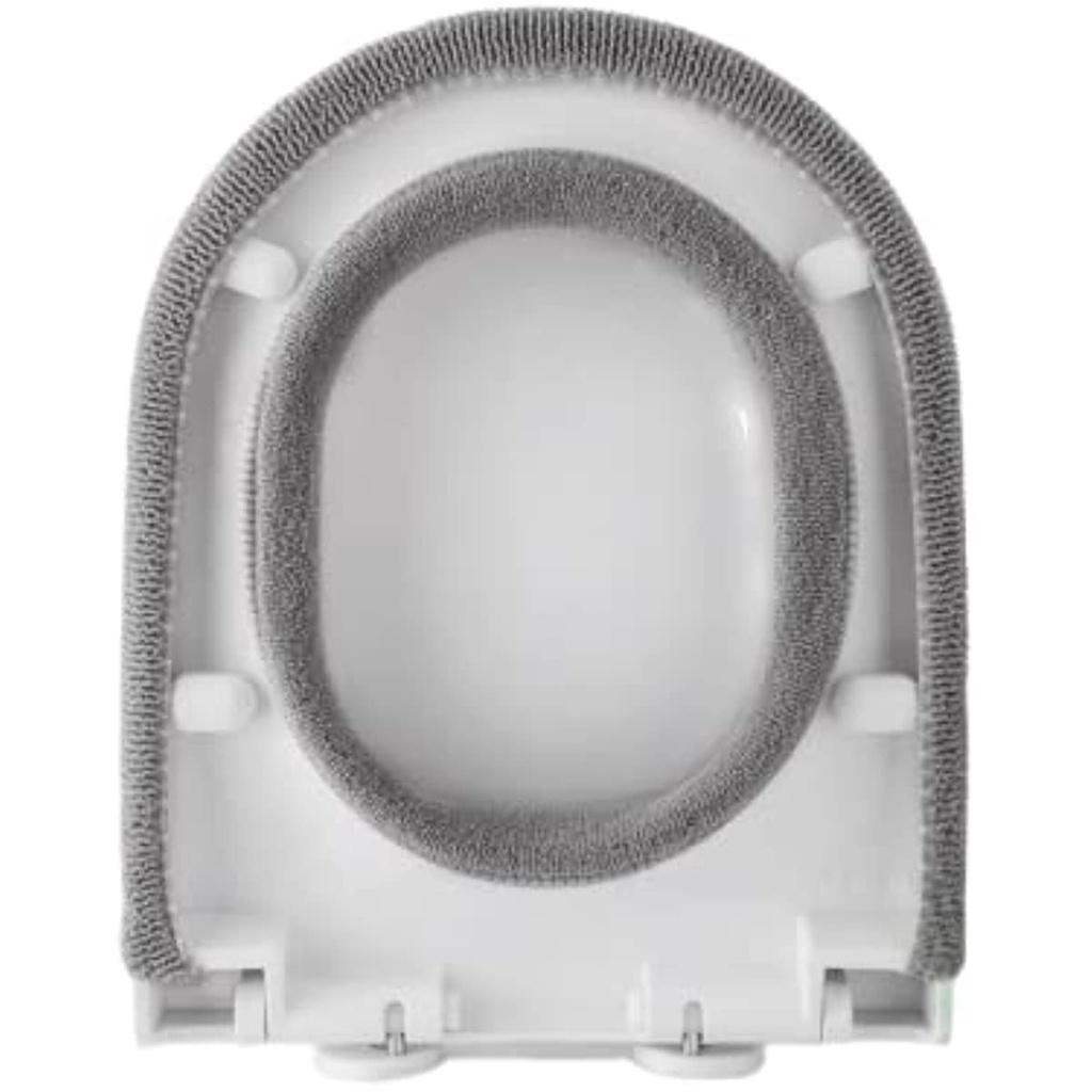 2 Stück weicher, warmer Toilettenbezug, WC-Abdeckung, Tablet, Universal-Toiletten-Toilettenbezug, Sitzbezug, Stoff, Badezimmer, Waschmaschine, Bodentoilette (Hellgrau)