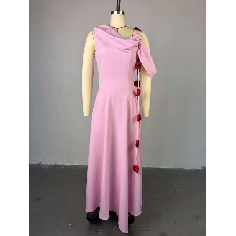 

Fashion Style New Arrival Dignified Sense of Design Sexy off-the-Shoulder Silm Sling Dress Sling Sexy Dress Pink L