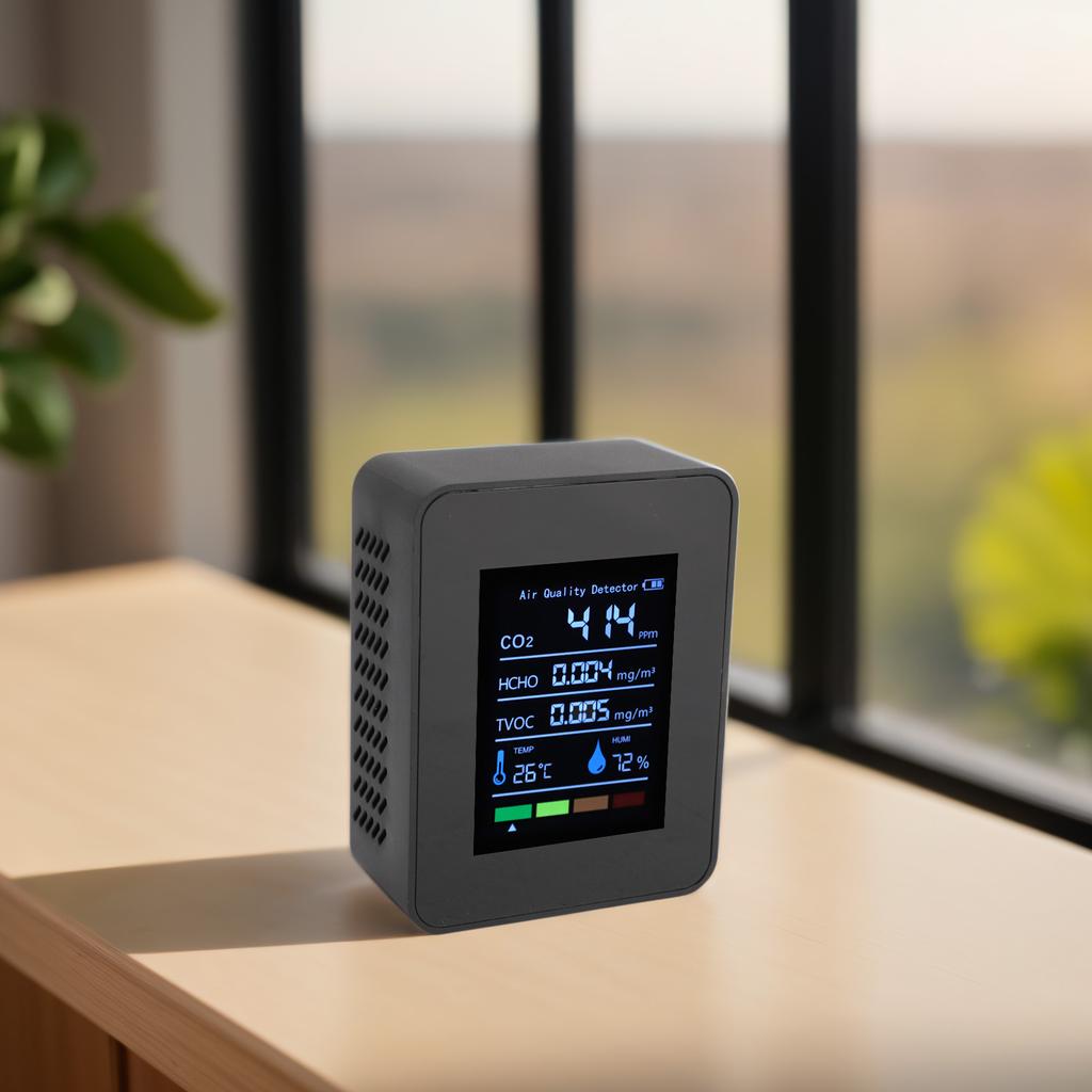 Portable Air Quality Detector CO2 TVOC HCHO Humidity Temperature 5 In 1 Multifunctional Indoor Air Q