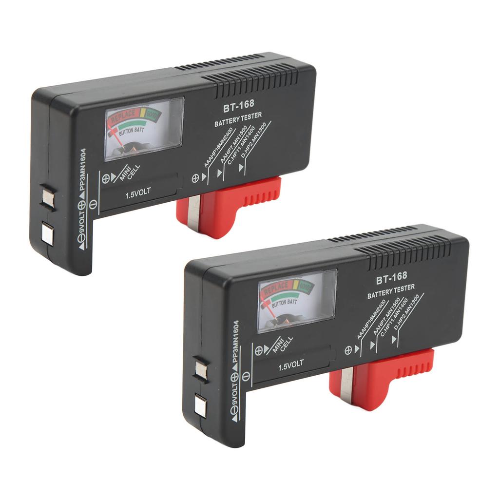 2PCS Pointer Type Battery Tester Portable Button Cell Level Checker for for AA AAA 1.5V 9V