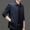 Men's High-end Stand-up Collar Mulberry Silk Jacket Spring and Autumn New Middle-aged Solid Color Casual Thin Jacket Dad Style Men's Clothing