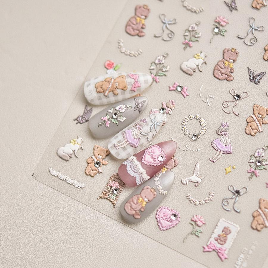 Bear Bright Crystal Nail Stickers Cute Stickers DIY Creative Decoration