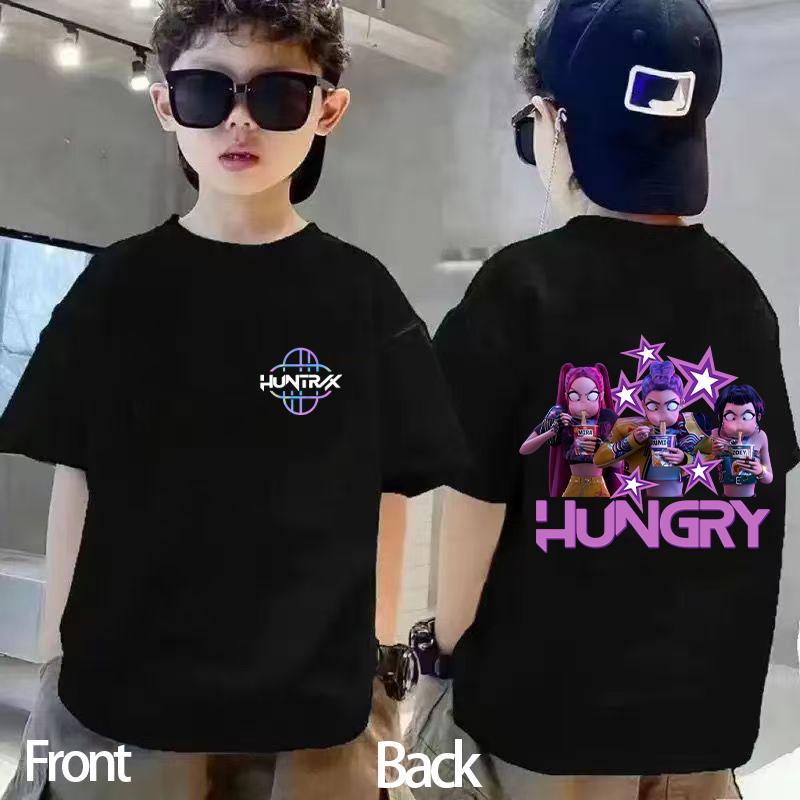Kids Kpop Demon Hunters Children's T Shirt Short Sleeve T-shirt Cute Kpop Demon Hunters Tiger Harajuku Tshirt for Boys Girls
