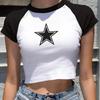 2KWEIRD Dámské Y2K oblečení Hvězdná trička Dámské tričko Harajuku Retro móda Gotické s krátkým rukávem Crop Sexy topy Estetické topy Krátký pupík