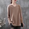 Retro Long-sleeved V-neck Simple T-shirt Women's Autumn and Winter New Loose Versatile Casual Bottoming Shirt