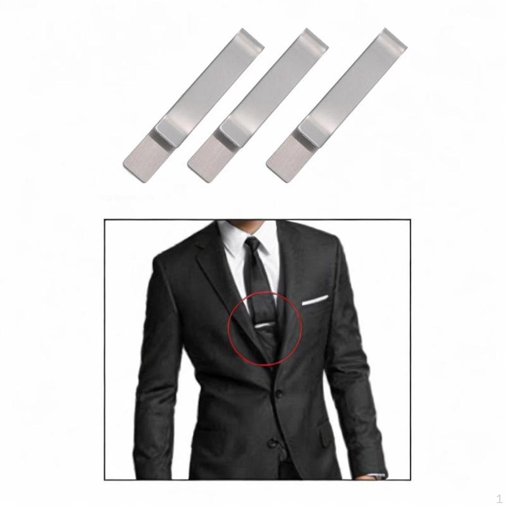 3 Pack Portable Tie Clips for Shirt Collars, Great Birthday, Festival Or Business Use
