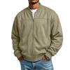 Men's Casual Long Sleeve Zip Up Baseball Jacket with Stand Collar and Pockets
