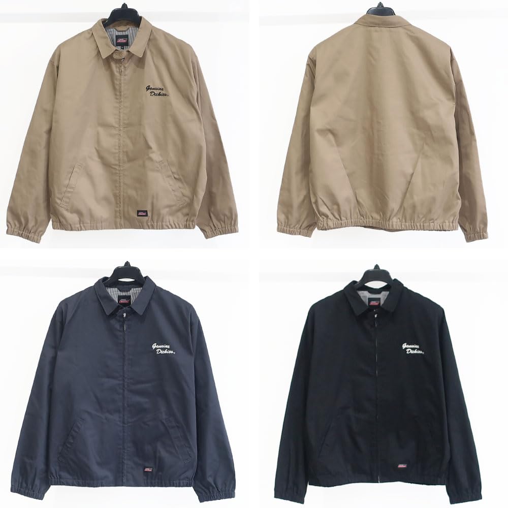Men's Dickies Full-Zip Drizzler Blouson In TC Twill, Sizes M, L, XL, Beige, Charcoal, and Black (Product Code: 10001813) (JP, Alphabet, L, BEIGE)