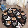 Multiple Cat Faces Pattern Round Rug Flannel Kitten Lover Gift for Kids Room Pet Owner Home Decor Feline Themed Floor Mat