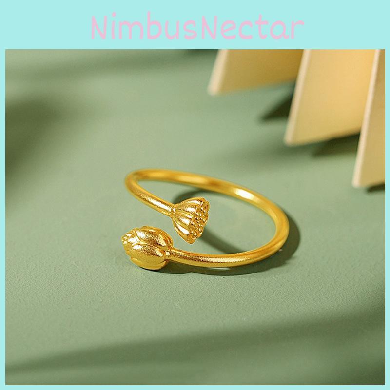 Unique Brass Gold Plated Two Worlds Joy Ring For Women With Lotus Motif