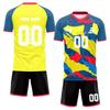 Men's Short Sleeve Two-Piece Soccer Jersey Set Lightweight Breathable Fabric Athletic Sportswear with Graphic Print and Solid Back Design