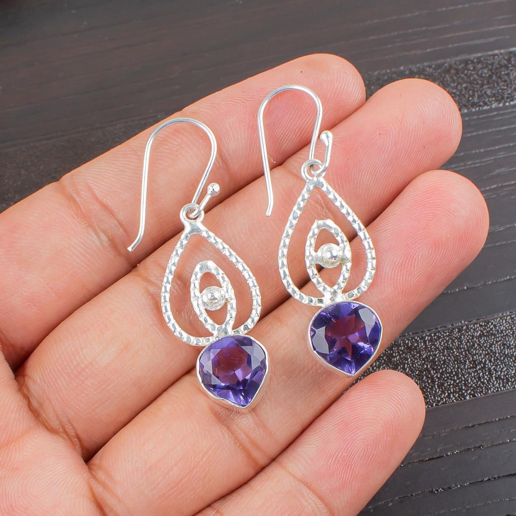 Iolith Edelstein 925 Sterling Silber Schmuck Handgemachte Hängeohrringe 2,00" EE-32-2