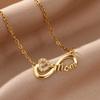 Dainty Heart Zircon & Infinite Symbol & Mom Stainless Steel Necklace for Women 18K Gold-plated Necklaces Jewelry Accessories BFF