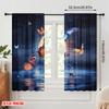2pcs,2D Plane Printing Creative Curtains Moonlit Butterflies Versatile Durable Polyester (without Rod) All Seasons Ldeal for
