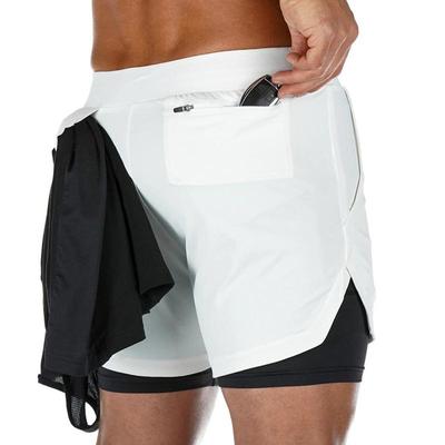 Short de survêtement Double couche pour hommes, pantalon court 2 en 1 pour gymnases, Fitness, Bermuda à poche intégrée, Short de plage à séchage rapide