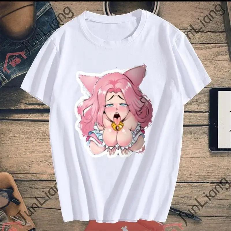 Japanese Cartoon Anime Otaku Hentai Senpai Graphic Print T-shirt Fashion Harajuku Casual Short Sleeve Plus Size T Shirt Women