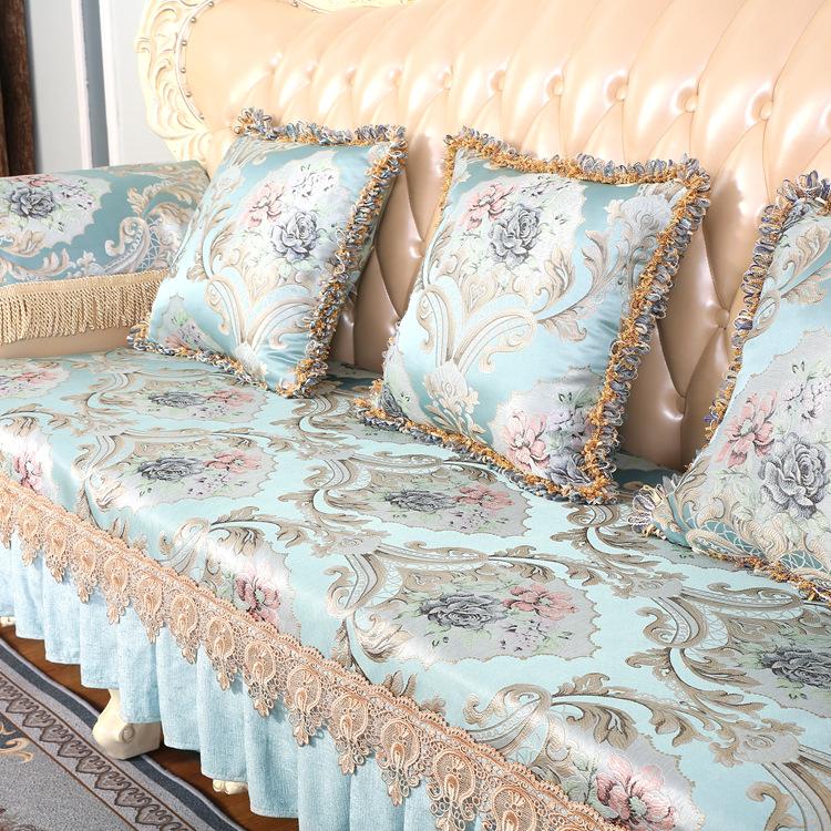 

European Sofa Cushion, Universal Leather Sofa For All Seasons, Non-Slip Seat Cushion, Backrest Towel, Special-Shaped Chaise Longue All-Inclusive Prom 90*90cm