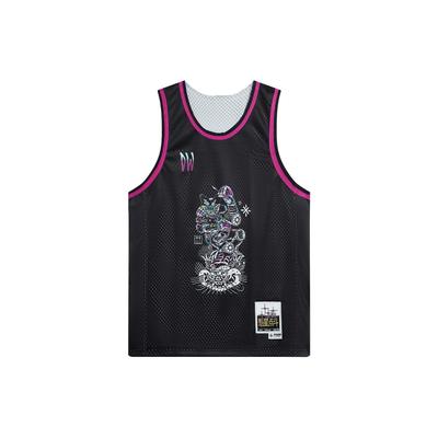 Li Ning Wade Kuixing Dandou Series Printed Round Neck Sleeveless Basketball Jersey Unisex Jersey Black AAYT785-1