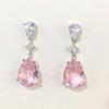 Teardrop Pink Stone Gradient Drop Earrings for Women Elegant Formal Jewelry
