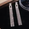 Long Dangle Earrings Rhinestone Square Frame Tassel Drop Earrings Lightweight Elegant Design for Women and Girls Suitable for Various Occasions