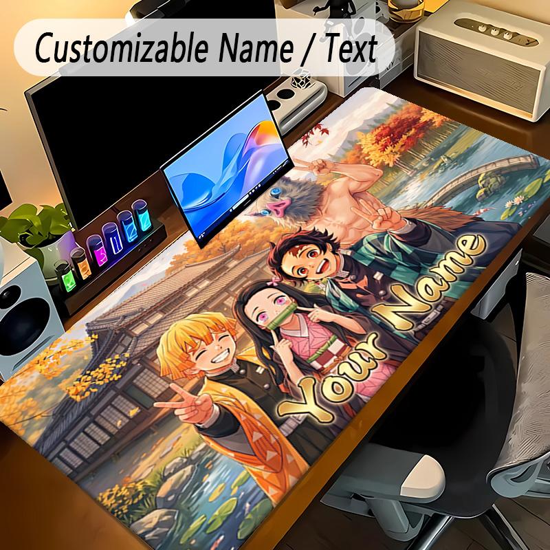 Großes Mauspaddämonenjäger Benutzerdefinierter Name Text Personalisierte Schreibtischmatte Rutschfeste Gaming-Matte