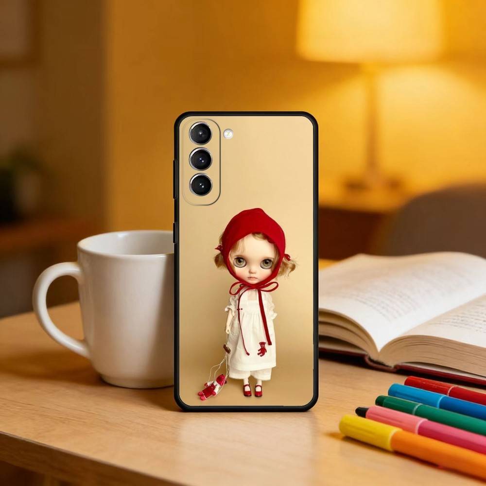 Fashion Doll Blythe Phone Case For Samsung S25,24,23,22,30,21,10,9,Ultra,Plus,Lite,FE,4,5 G Soft Black Case