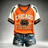 Women's Casual Neck Short Sleeve Tee Lightweight Breathable Rugby Print Top