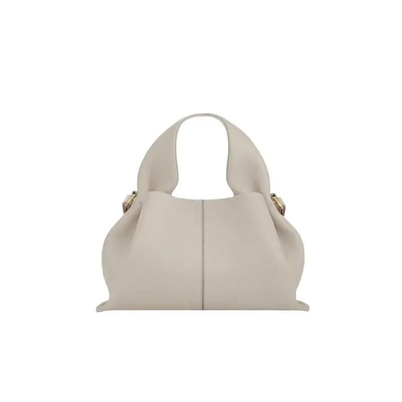 Cloud Bag Echt Leer Lichte Luxe Franse Dumpling Tas Europese en Amerikaanse Retro High-end Handtas, Dames Crossbody Tas small gray