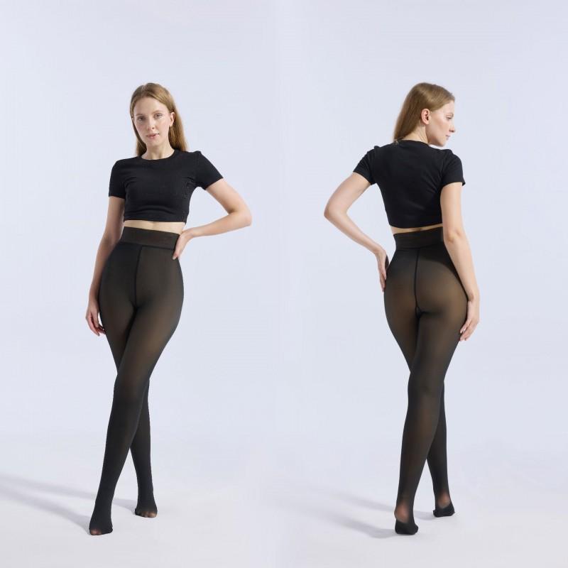 Damen High-Waist Nahtlose Bodystocking Strumpfhose Mit Formgebendem Effekt Blickdicht Transparent Leggings Winter
