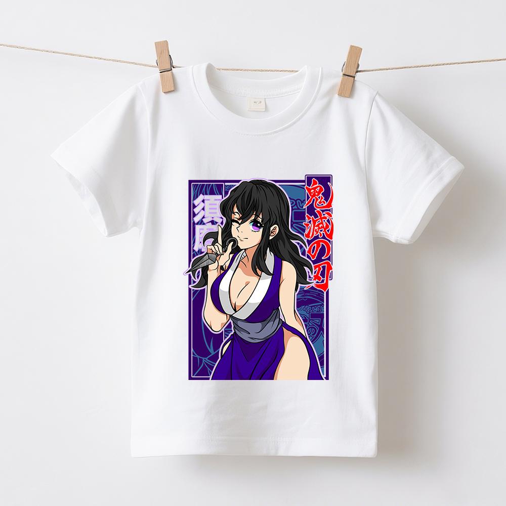 Demon Slayer Suma Anime Print Boys Girls Short Sleeve Cotton T Shirts Soft Comfy Casual Summer Tee Top Kids Clothes