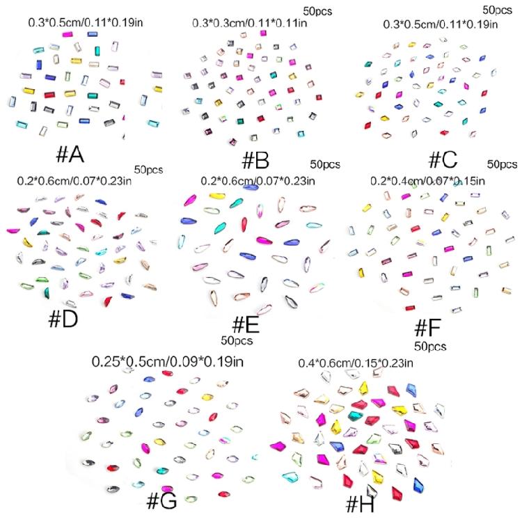 Colorful Rhinestones Nail Art Charms Irregular Nail Art Decorations Pack of 50