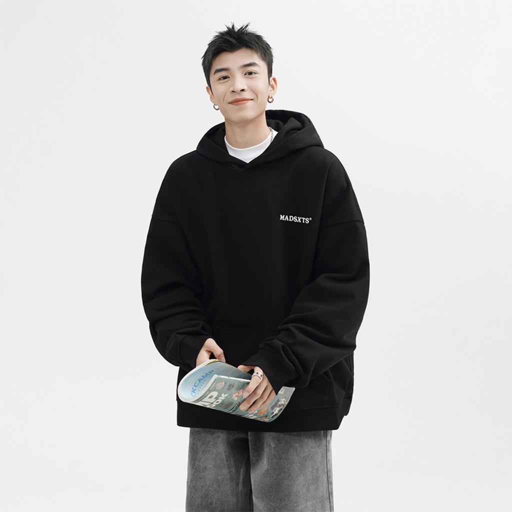 Printed Letters Hooded Sweater Men Loose Gray Casual Couple Hoodie Coat In Autumn and Winter.