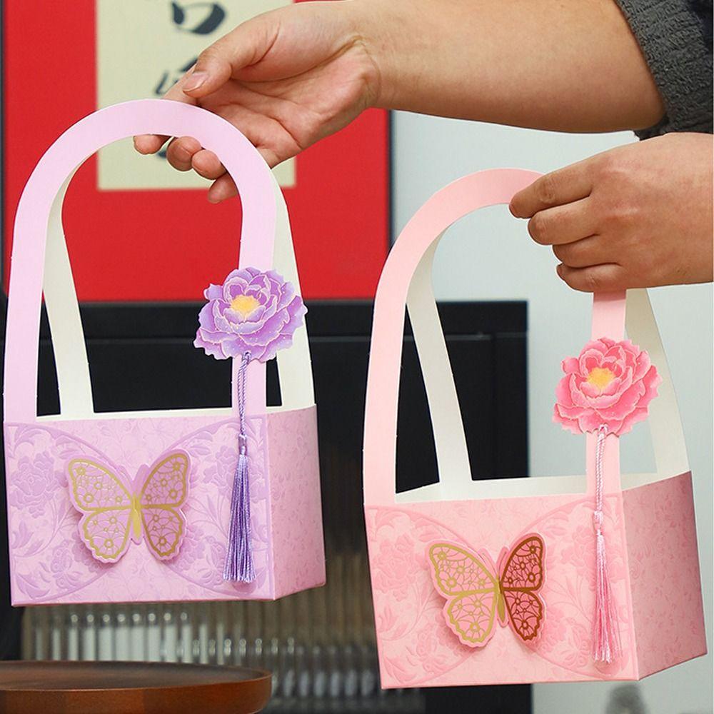 3pcs Paper Butterfly Flower Arrangement Box Portable Bouquet Wrapping Box  Shop Packaging Materials