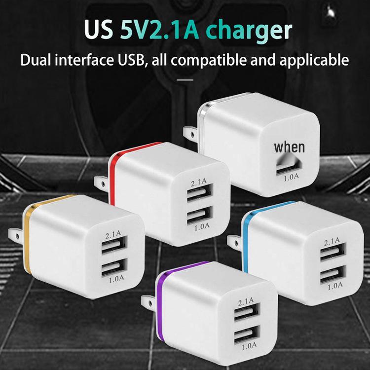 

Dual Port 2-USB Mobile Phone Charger with EU/US Plug US Plug Purple